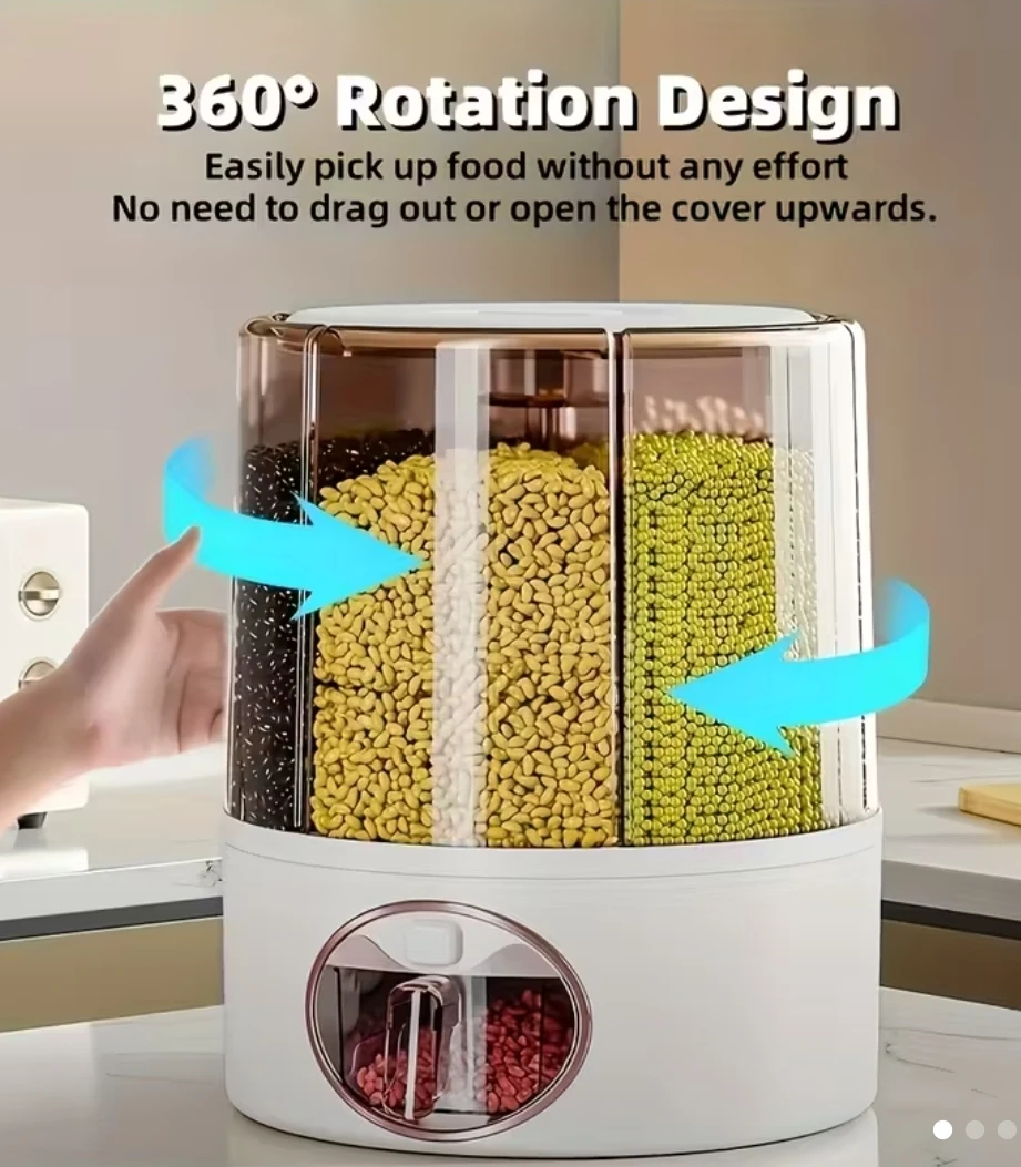 Rotating 6 Grid Grain Dispenser - White - photo 5