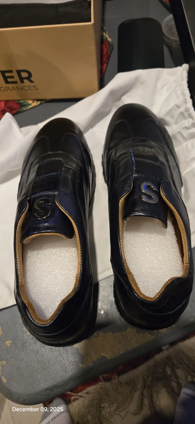 Blue Leather Sneakers