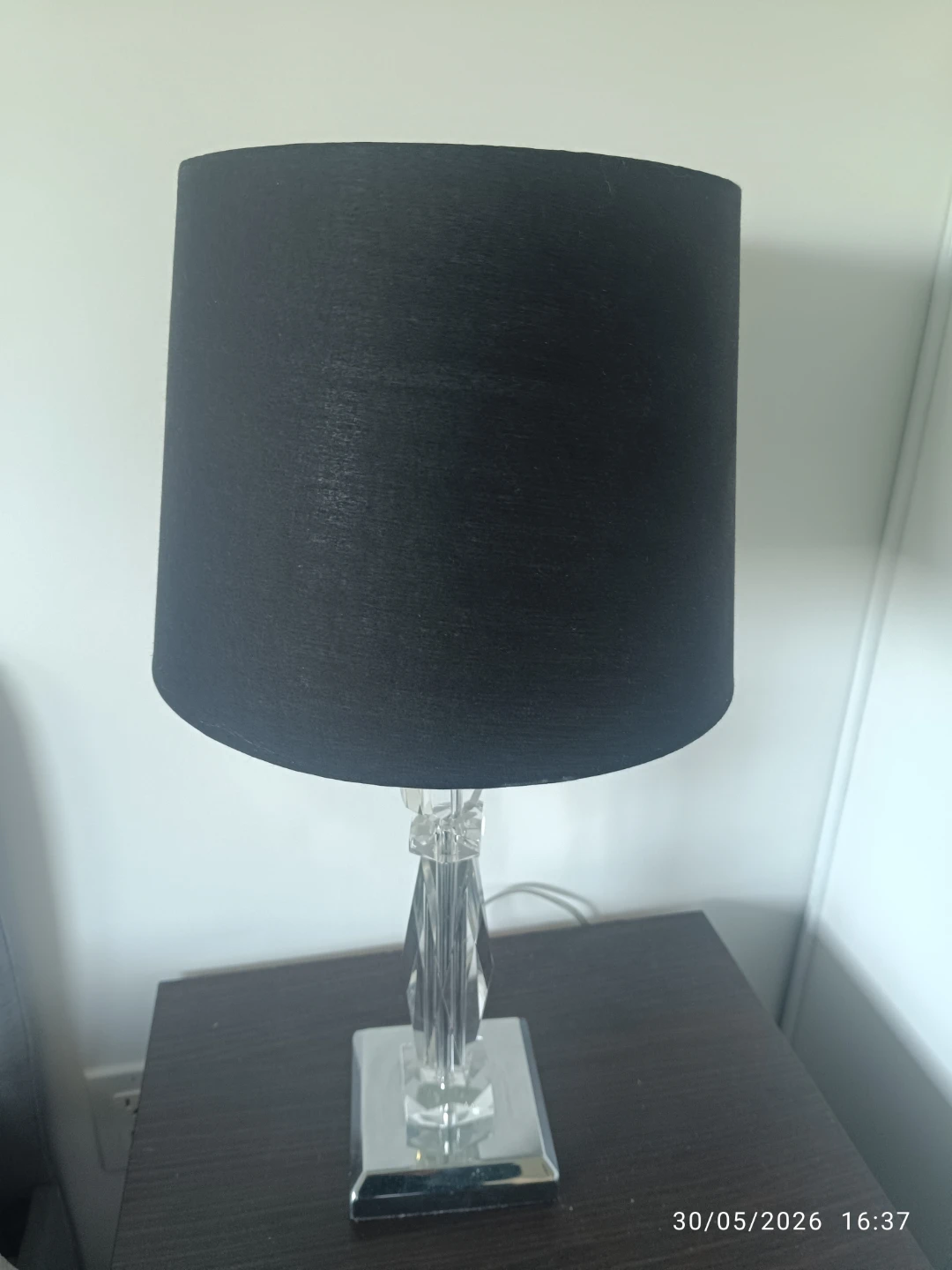 Crystal Base Table Lamp with Black Shade