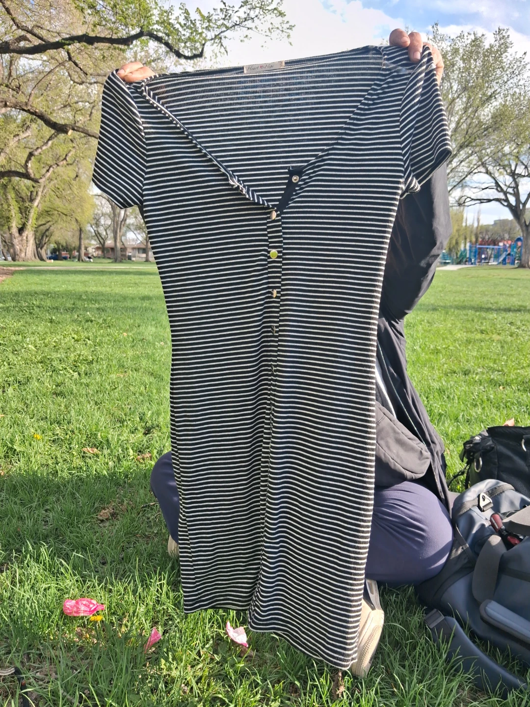 Heart & Hype Striped Button-Up Dress - M - photo 3