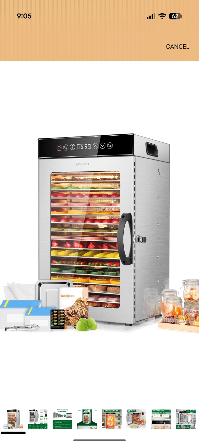KWASYO 18-Tray Stainless Steel Food Dehydrator