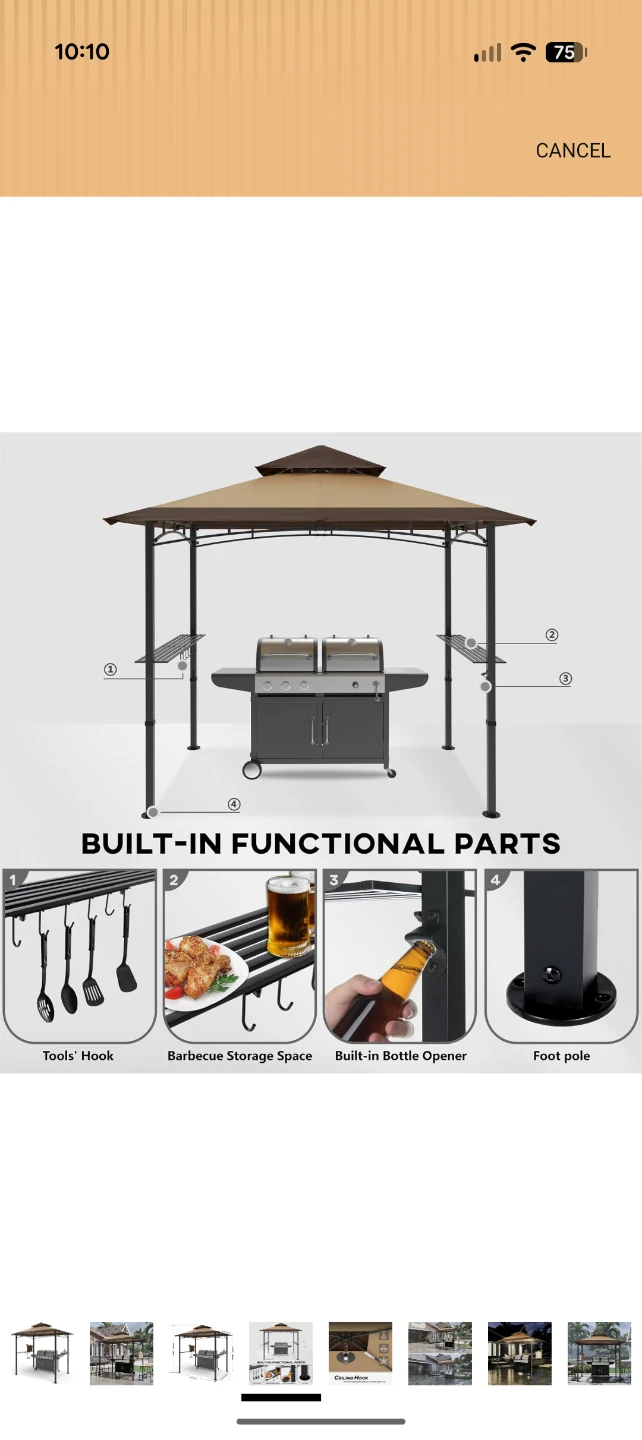 COOSHADE 8'x 5' Grill Gazebo Double Tiered - photo 4