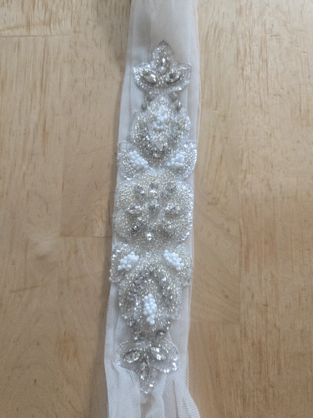 Ivory Embellished Tulle Belt