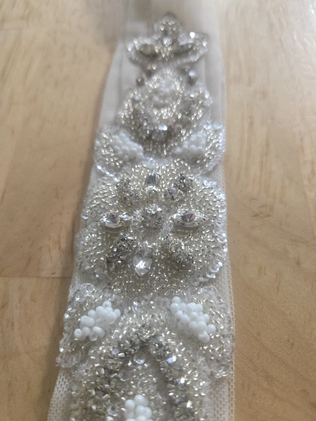 Ivory Embellished Tulle Belt - photo 2