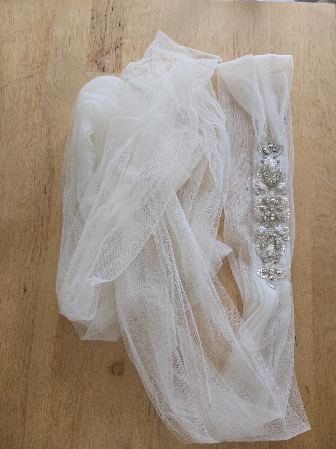 Ivory Embellished Tulle Belt - photo 4