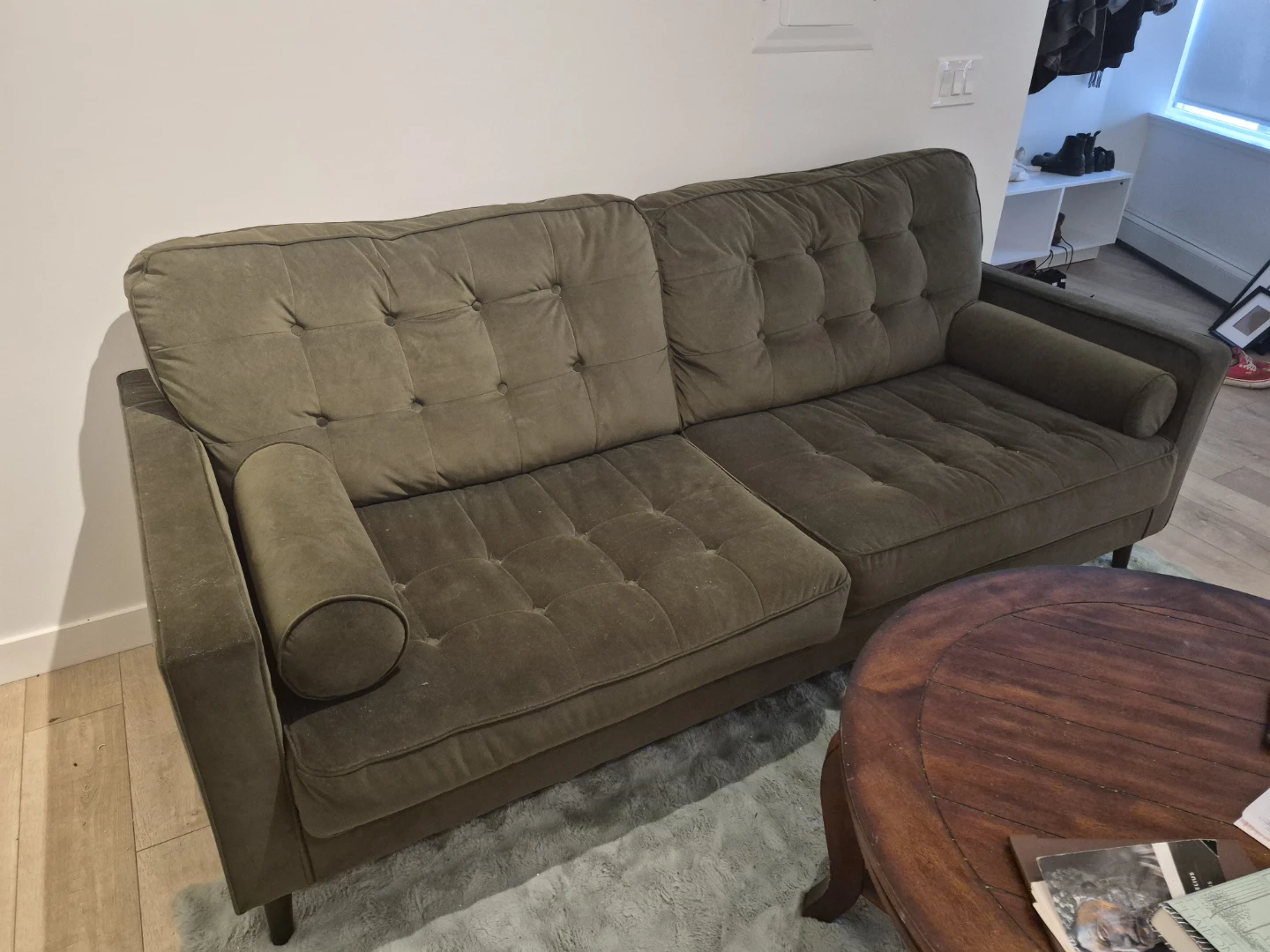 Olive Green Tufted Sofa