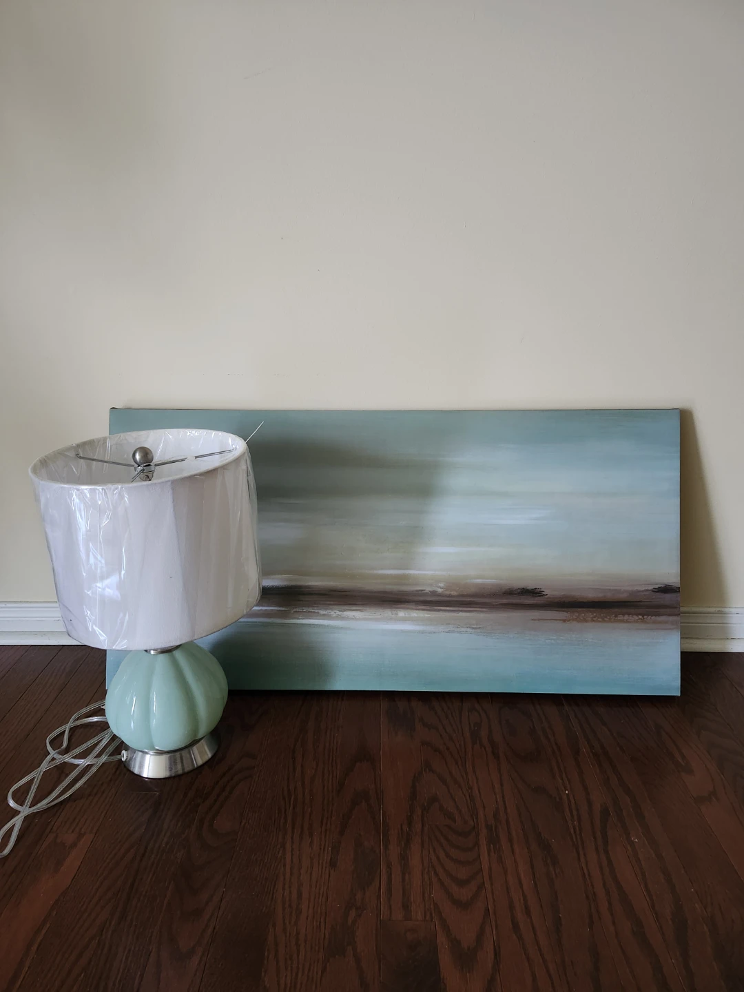 Table Lamp and Landscape Wall Art