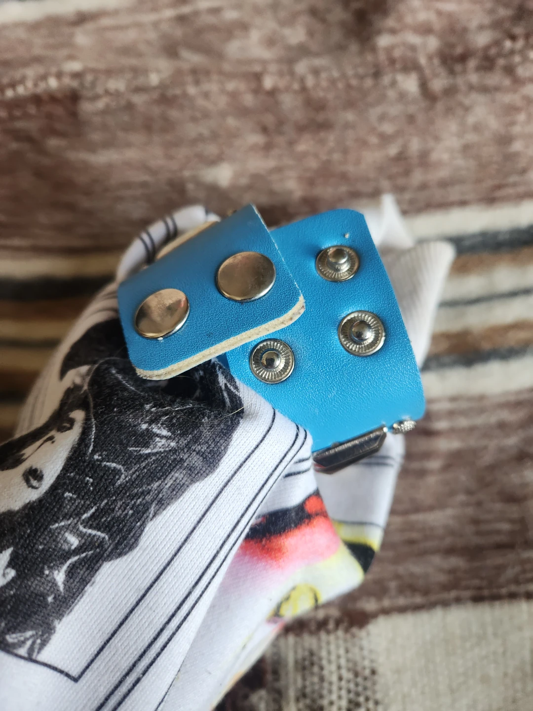 Blue Studded Leather Cuff Bracelet - photo 3