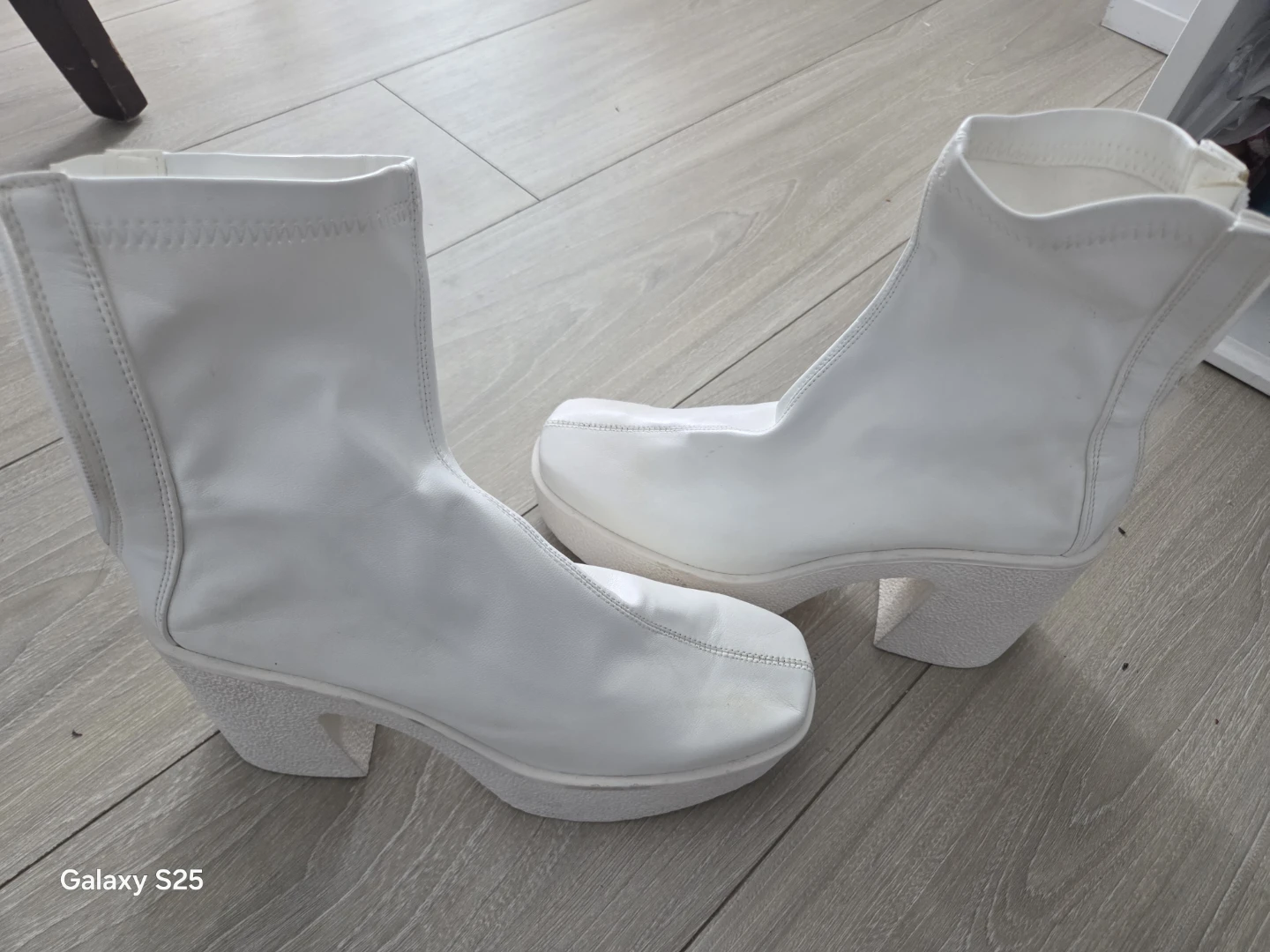 White platform boots