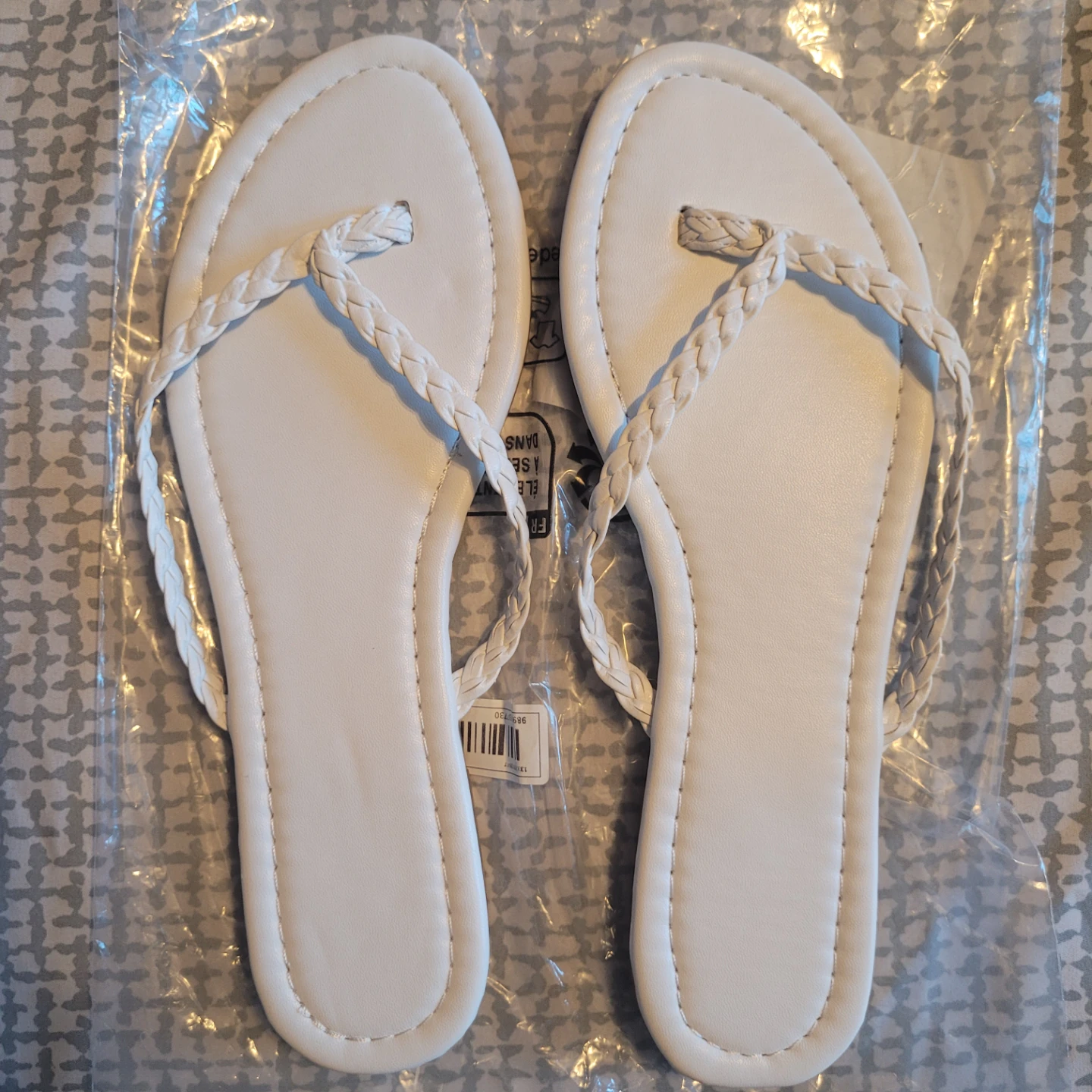 White Braided Flip Flops Size 40