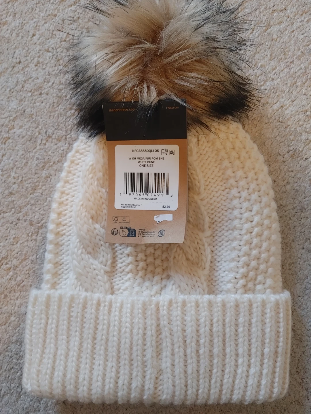 The North Face Oh Mega Fur Pom Beanie