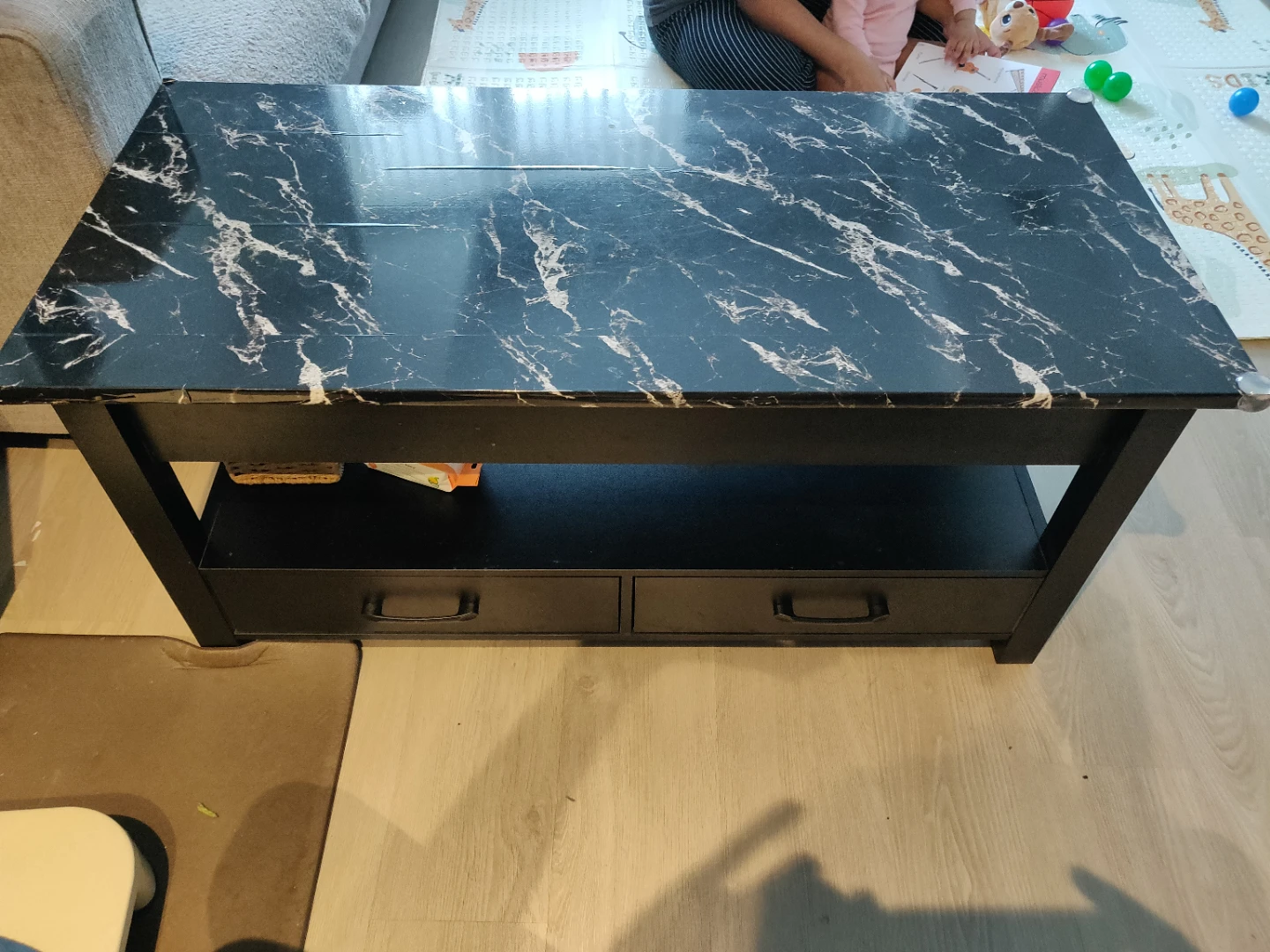 Black Lift-Top Coffee Table with Storage - photo 4