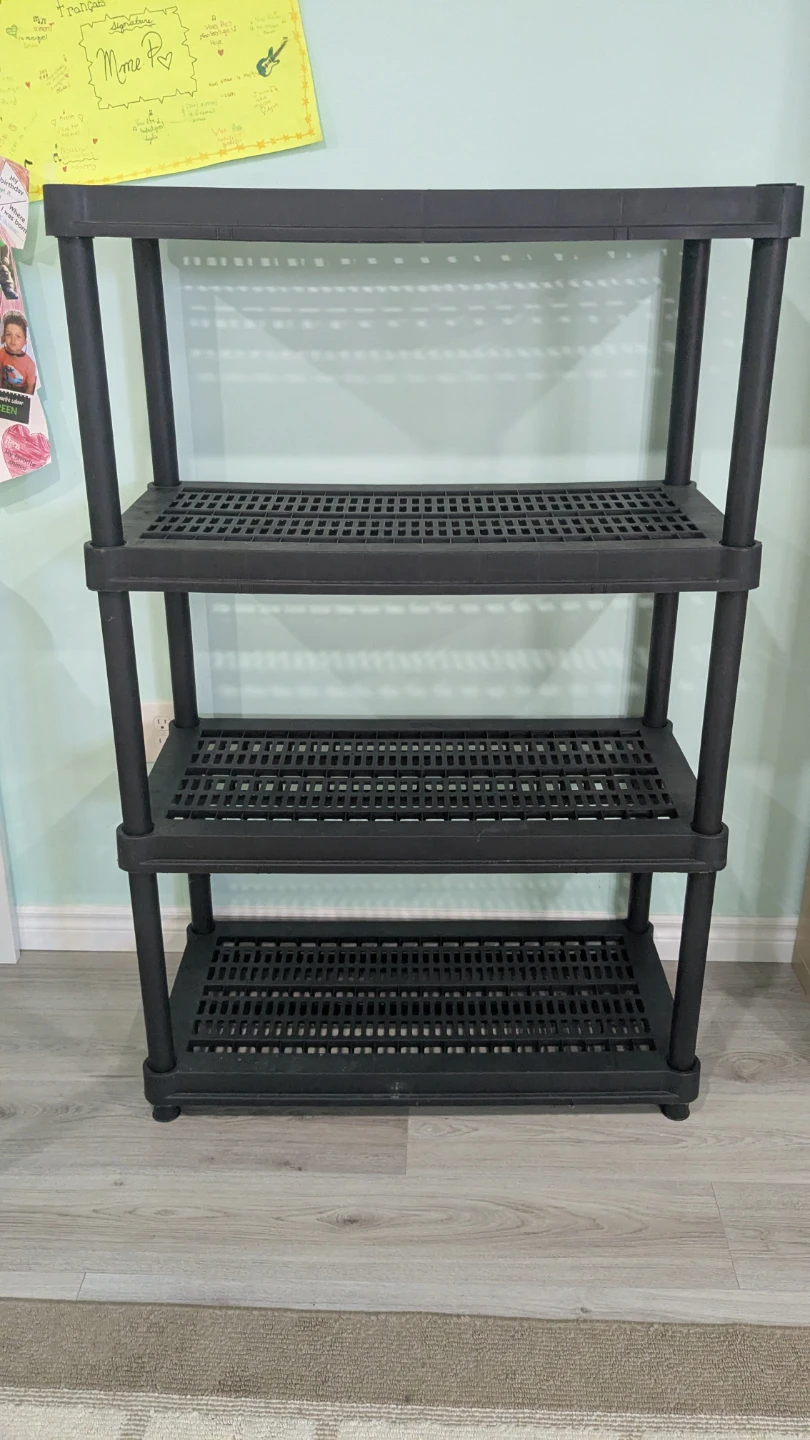 Black 4-Tier Plastic Shelving Unit