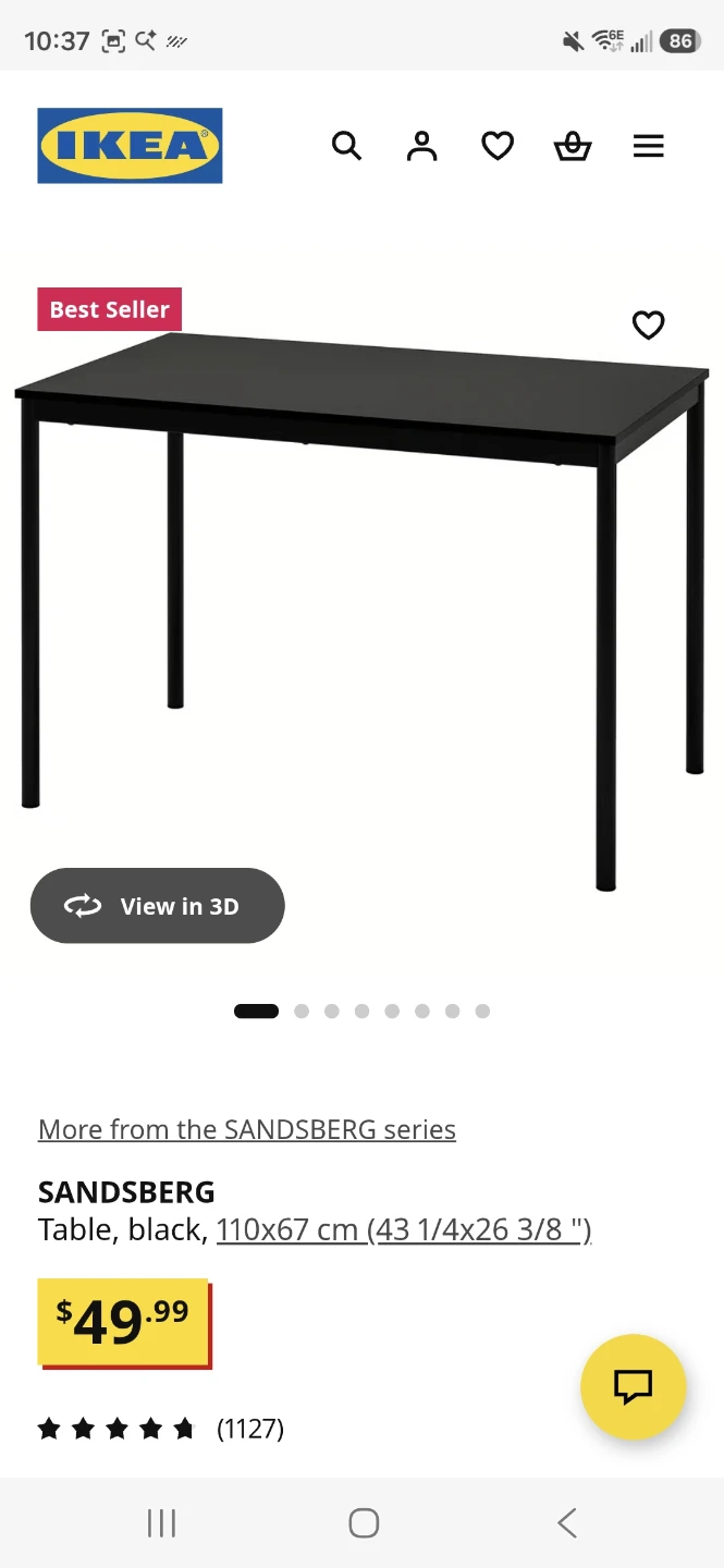 IKEA SANDSBERG Table, Black, 110x67 cm - photo 2
