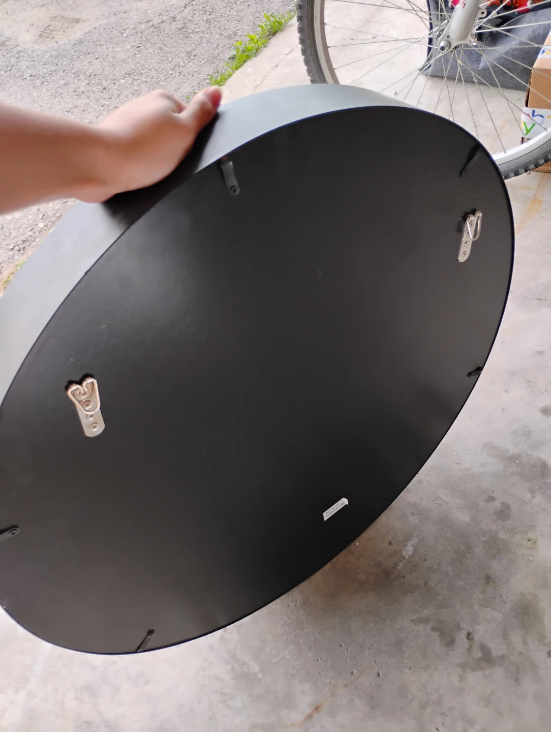 Oval Black Wall Mirror with Shelf - photo 2
