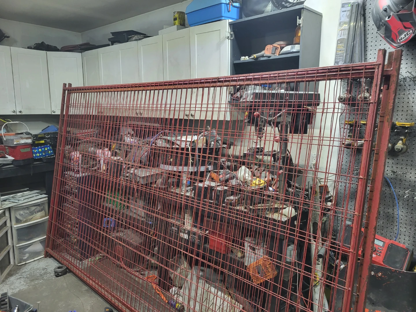 Red Metal Wire Fence Panel