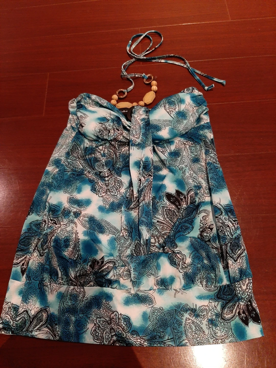 Blue Paisley Strapless Top - Medium