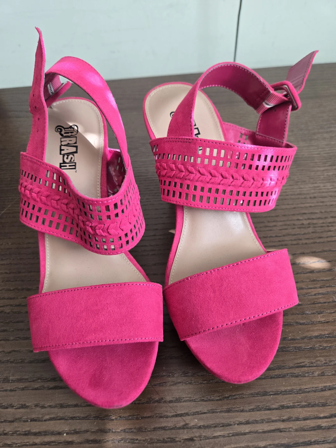 Pink Suede Platform Heels