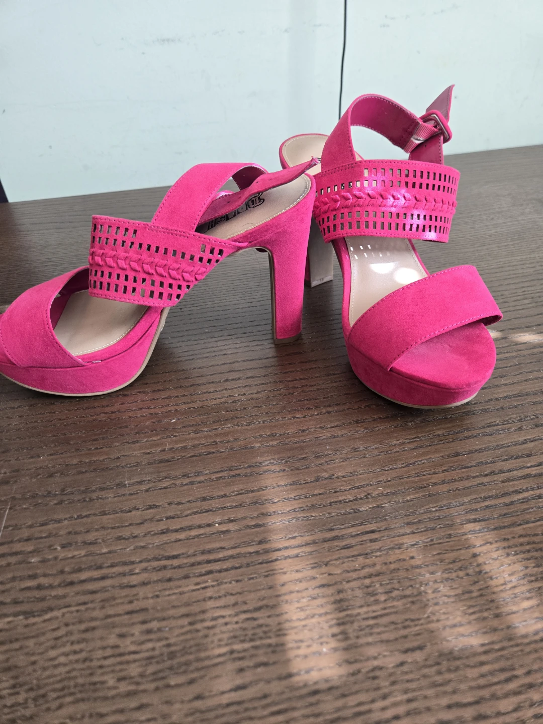 Pink Suede Platform Heels - photo 2