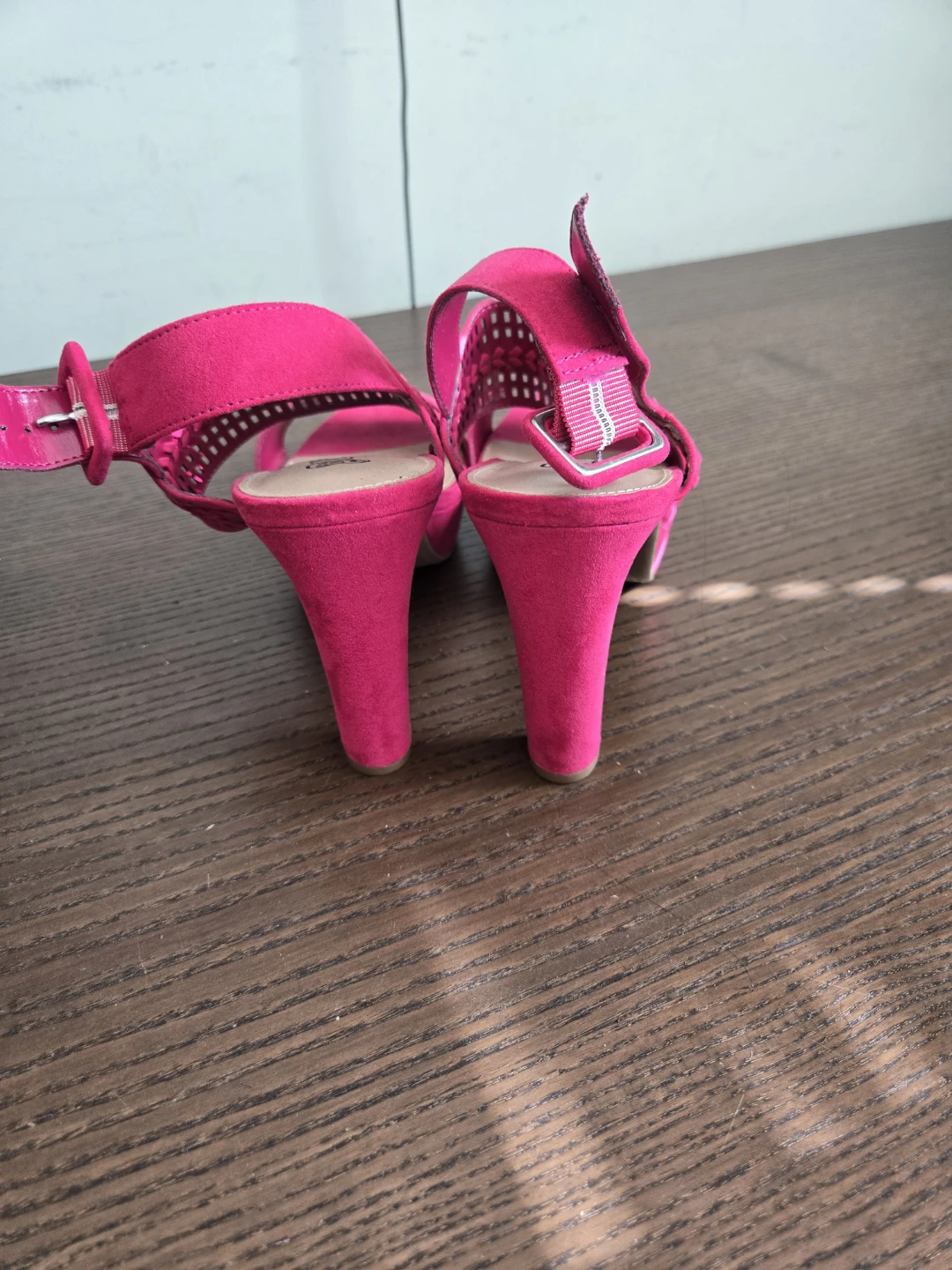 Pink Suede Platform Heels - photo 3