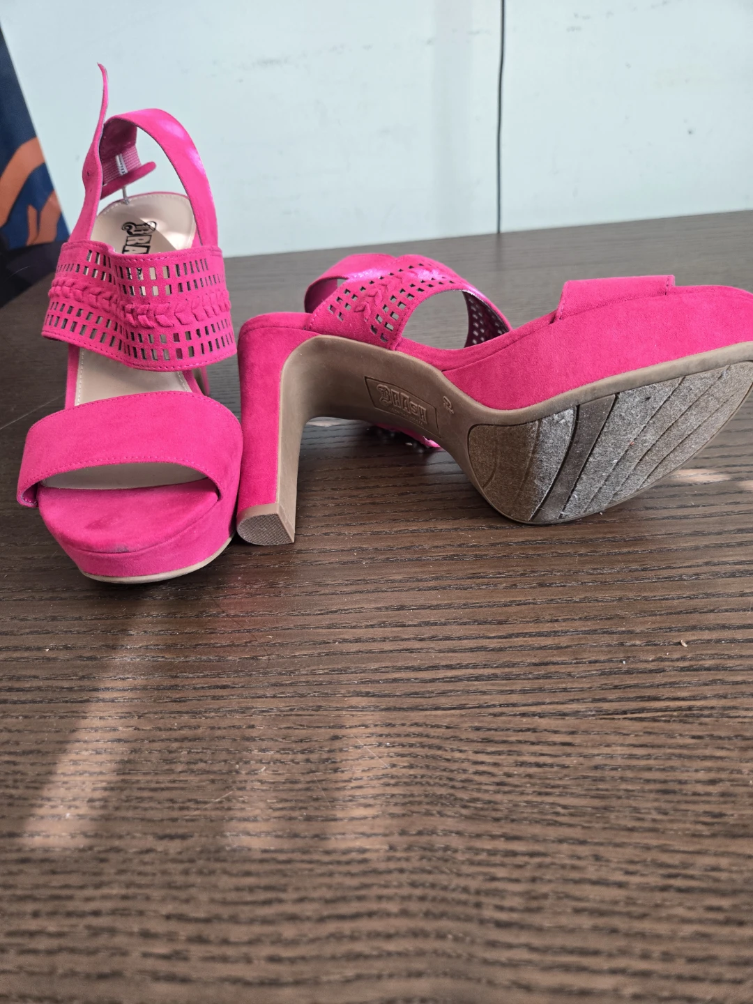 Pink Suede Platform Heels - photo 4