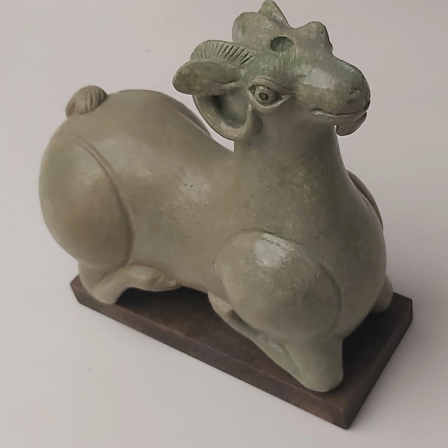 ROM Reproductions Ram Figurine on Wood Base