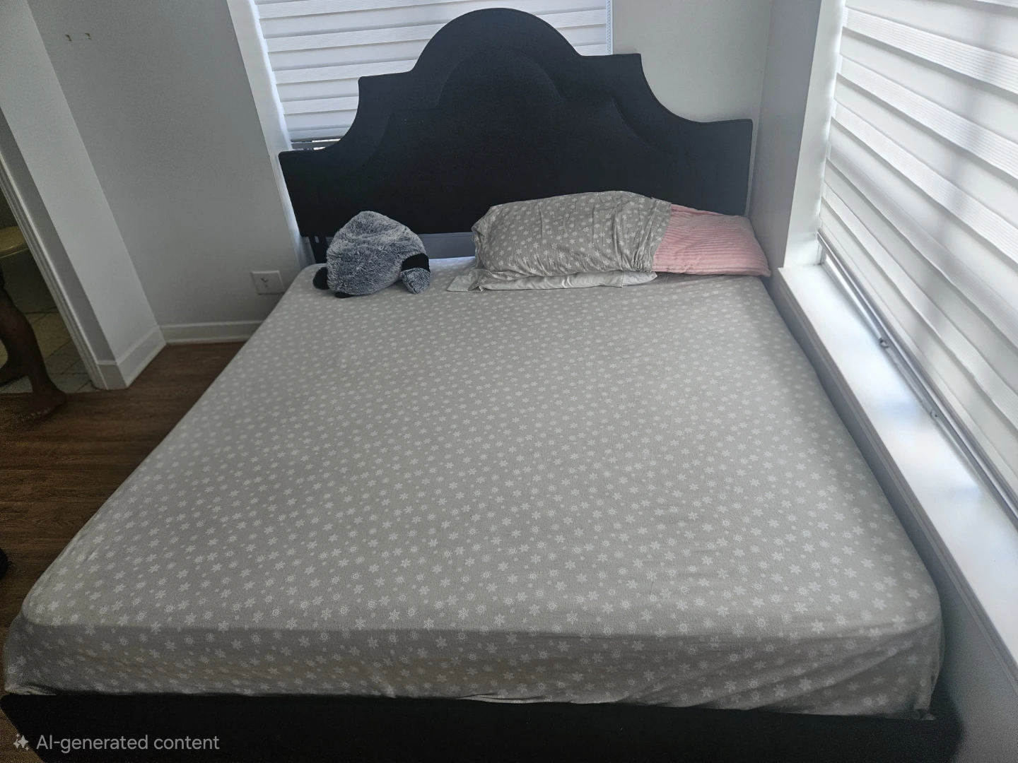Black Velvet Headboard Bed Frame + king size mattress