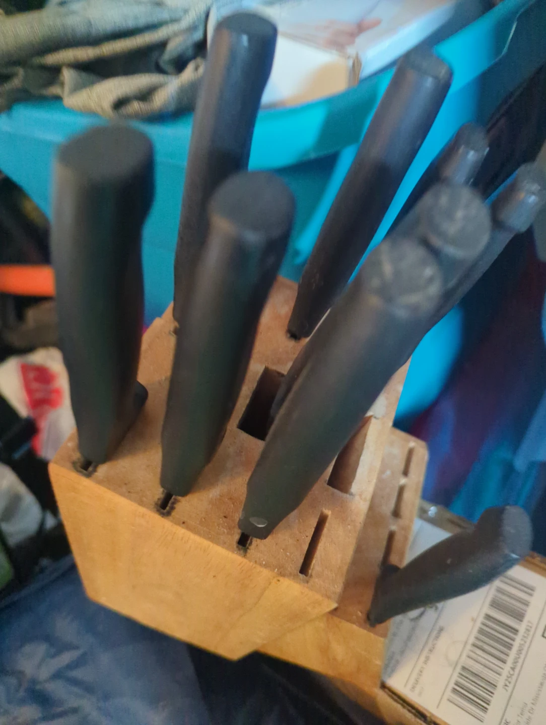 Knife Block Set with Black Handle Knives