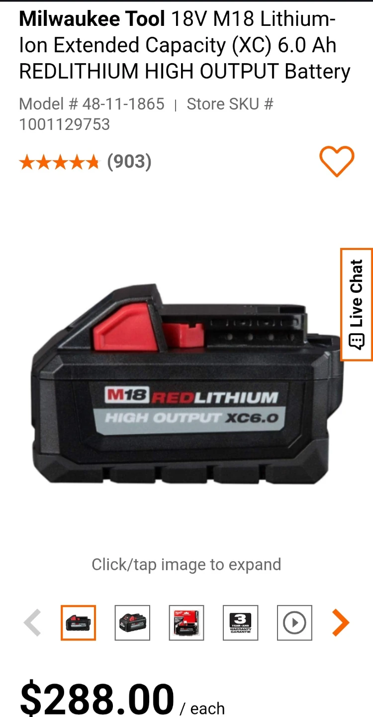 Milwaukee  18V M18 REDLITHIUM HIGH OUTPUT XC6.0 Battery - photo 2