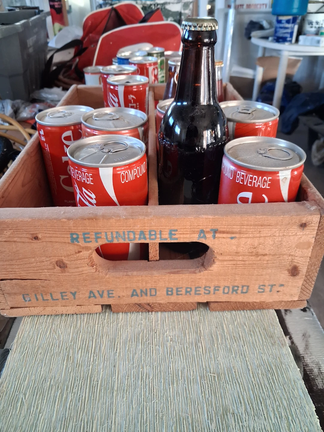 Vintage Coca-Cola Crate with Assorted Beverages