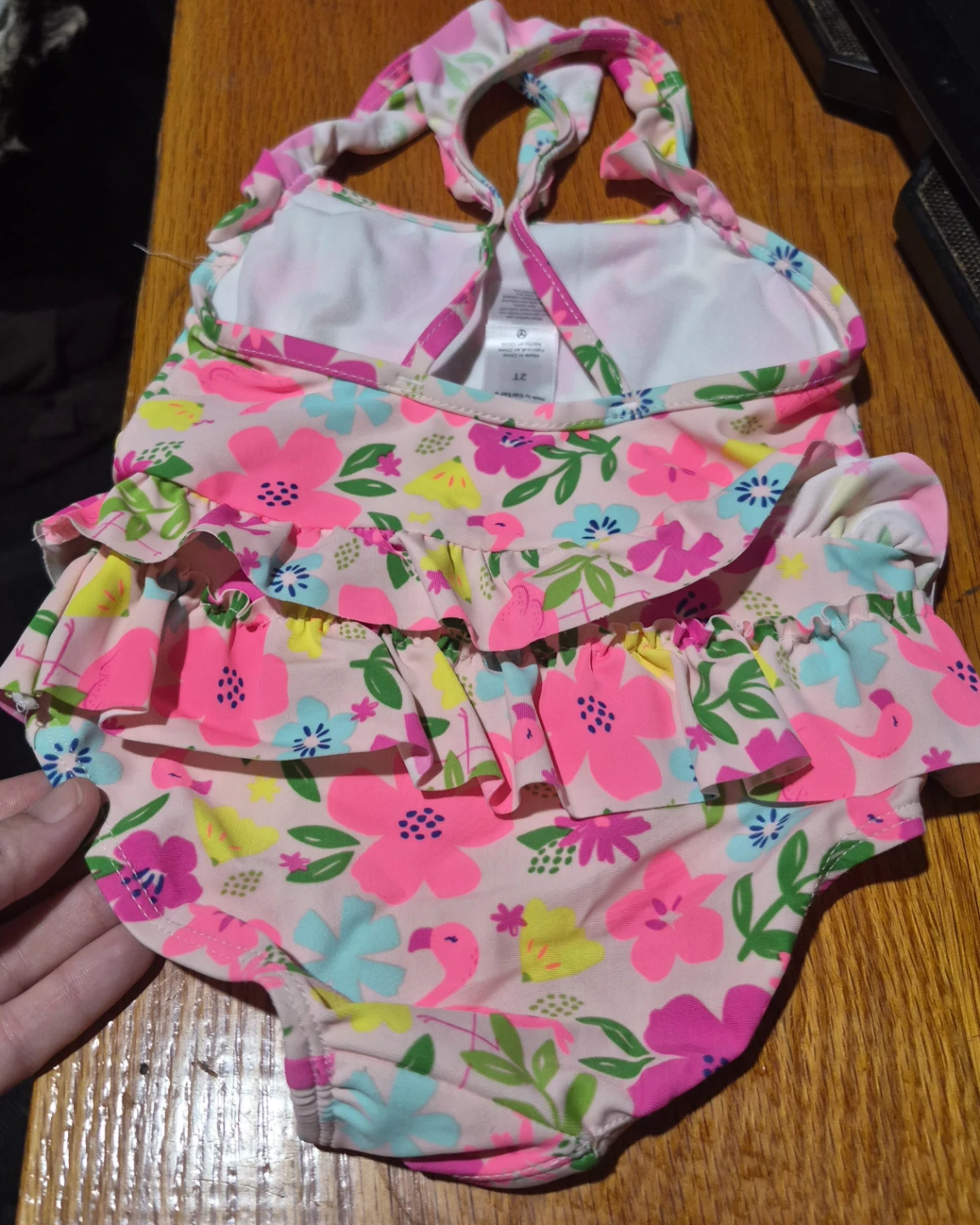 Child of Mine by Carter's Flamingo Swimsuit & Hat Set Size 2T - photo 3