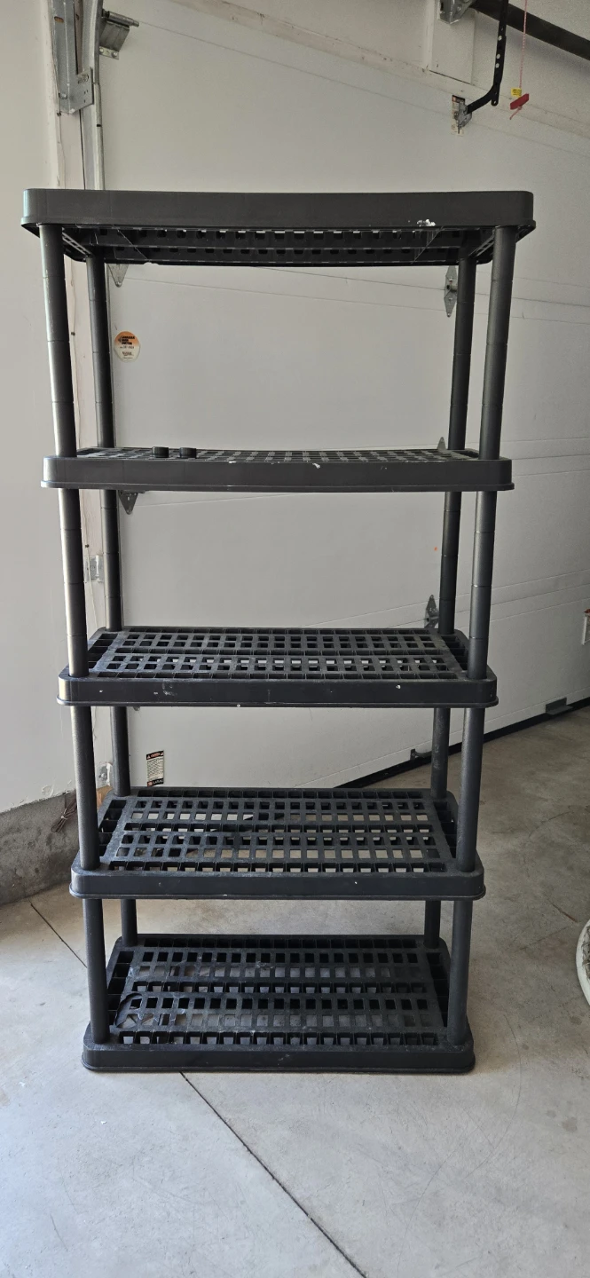 Black 5-Tier Plastic Shelving Unit