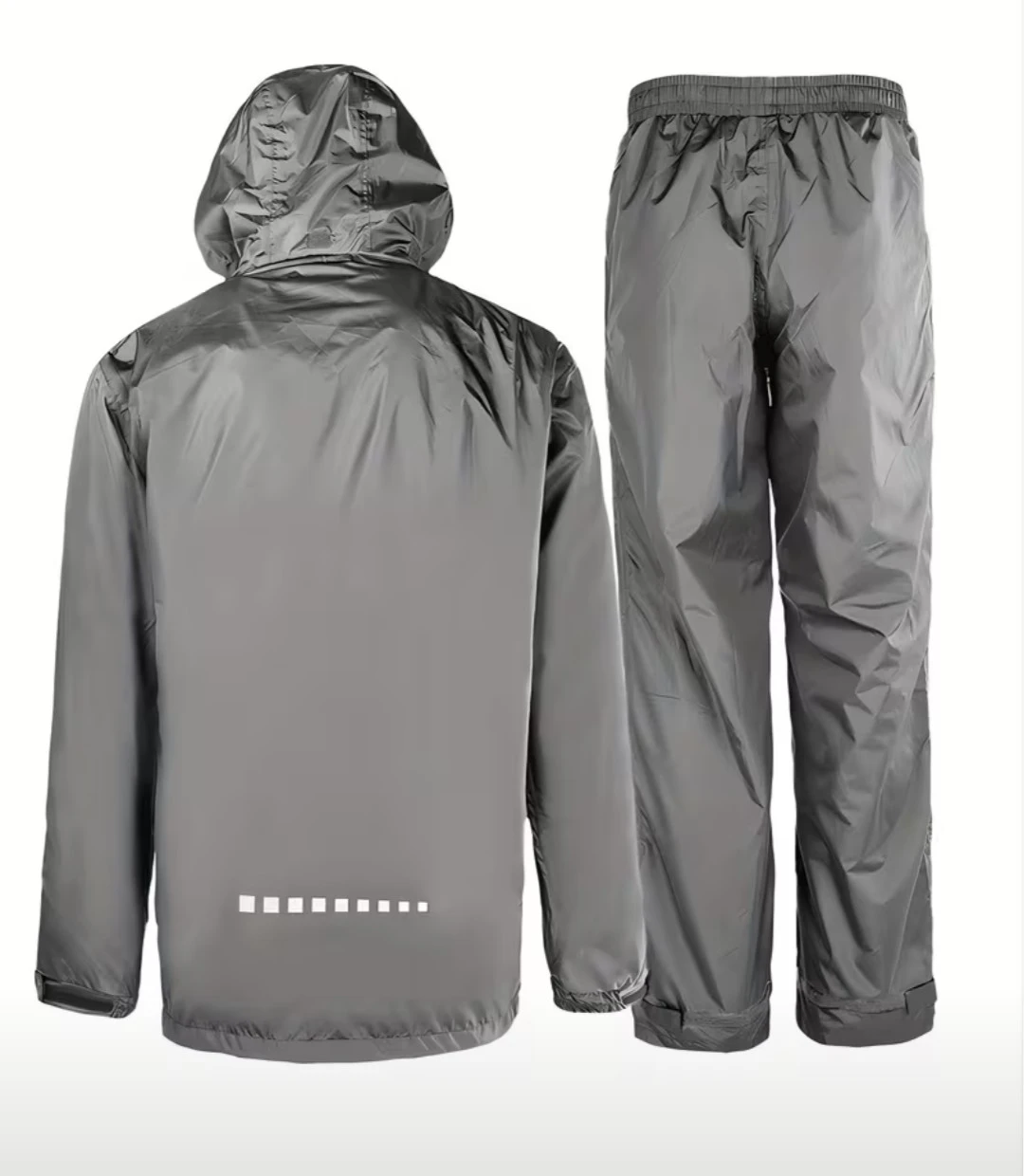 Grey Rain Suit Set - Hooded Jacket & Pants