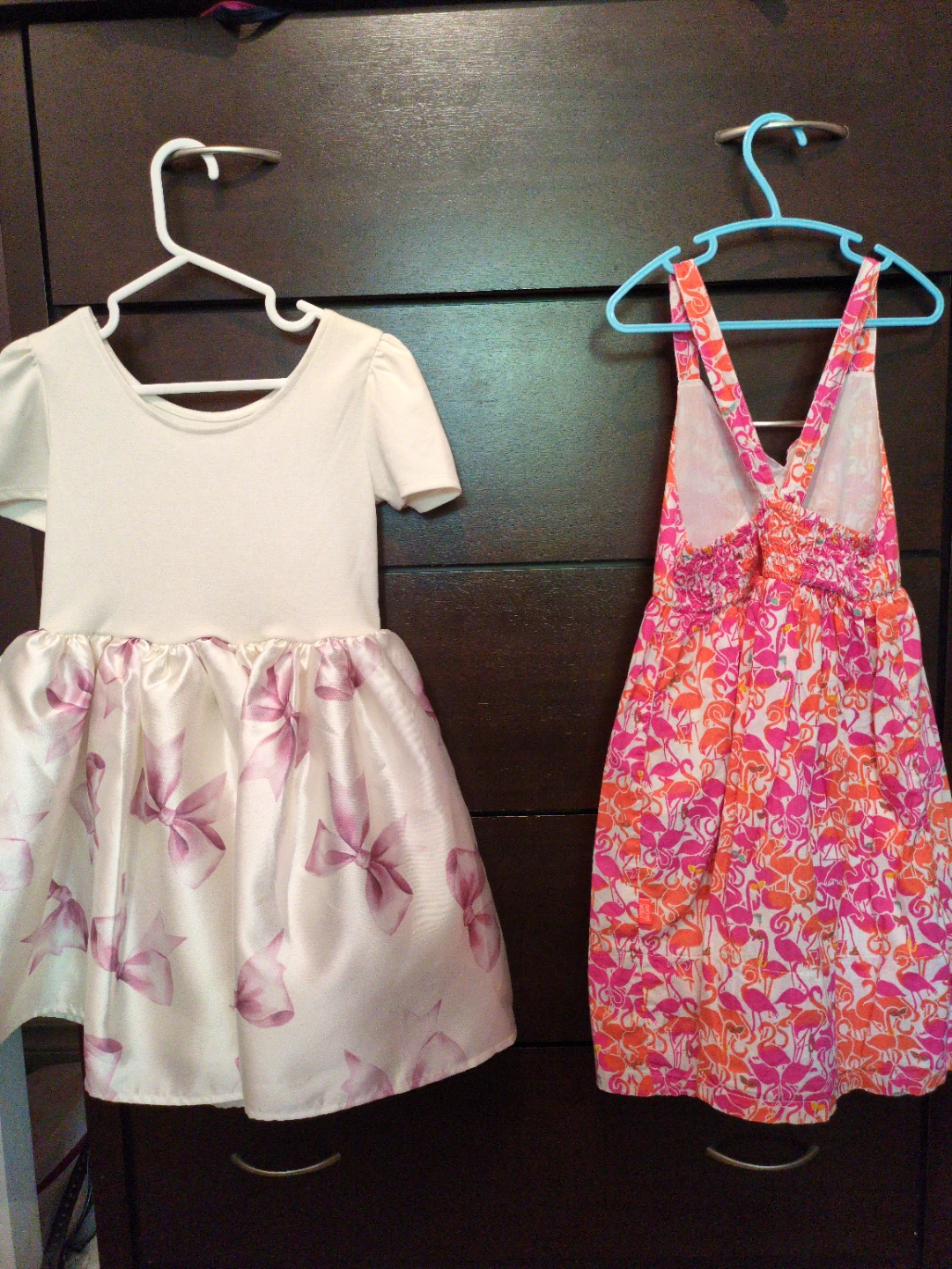 Size 4/6 Kids Dresses - White Bow & Flamingo Print - photo 2