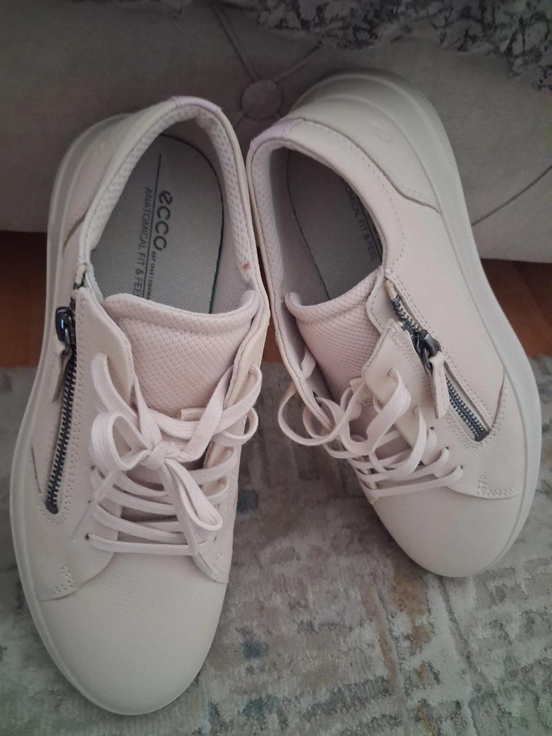 Ecco Cream Leather Sneakers Size 39 - photo 4
