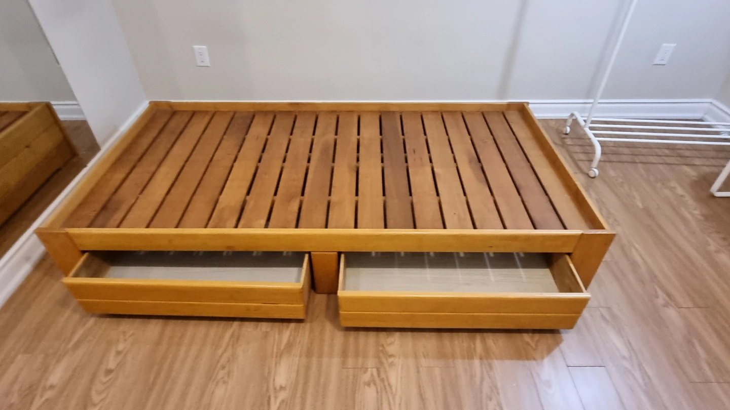 Wooden Bed Frame with Storage Drawers - photo 2