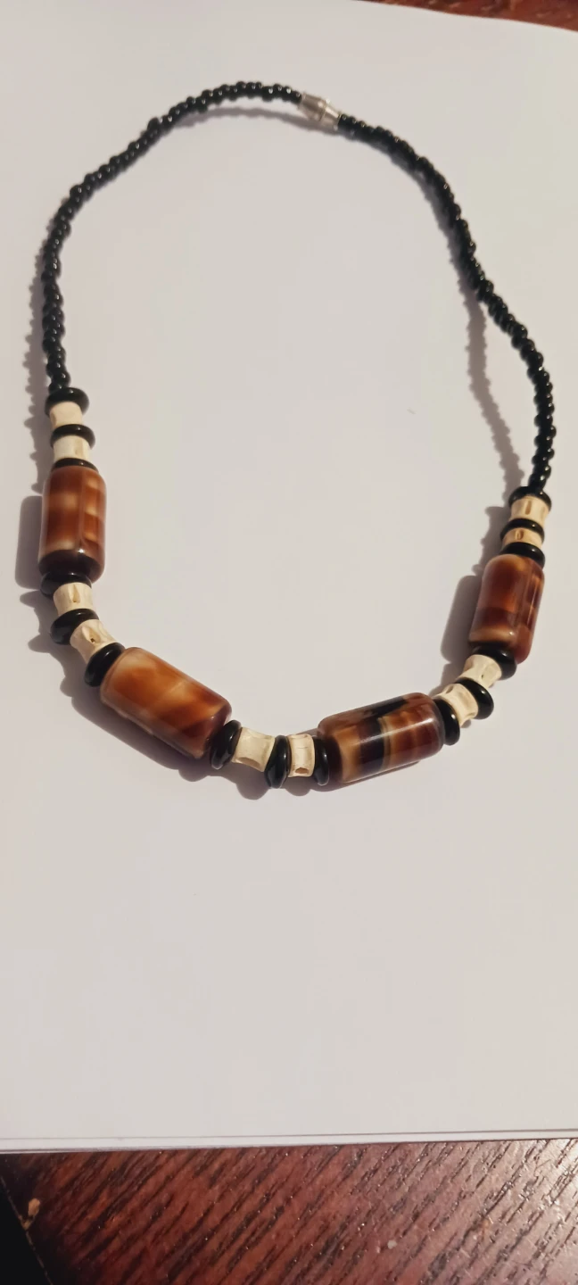 Beautiful Unique Necklace with cylindrical ceramic beads - photo 2