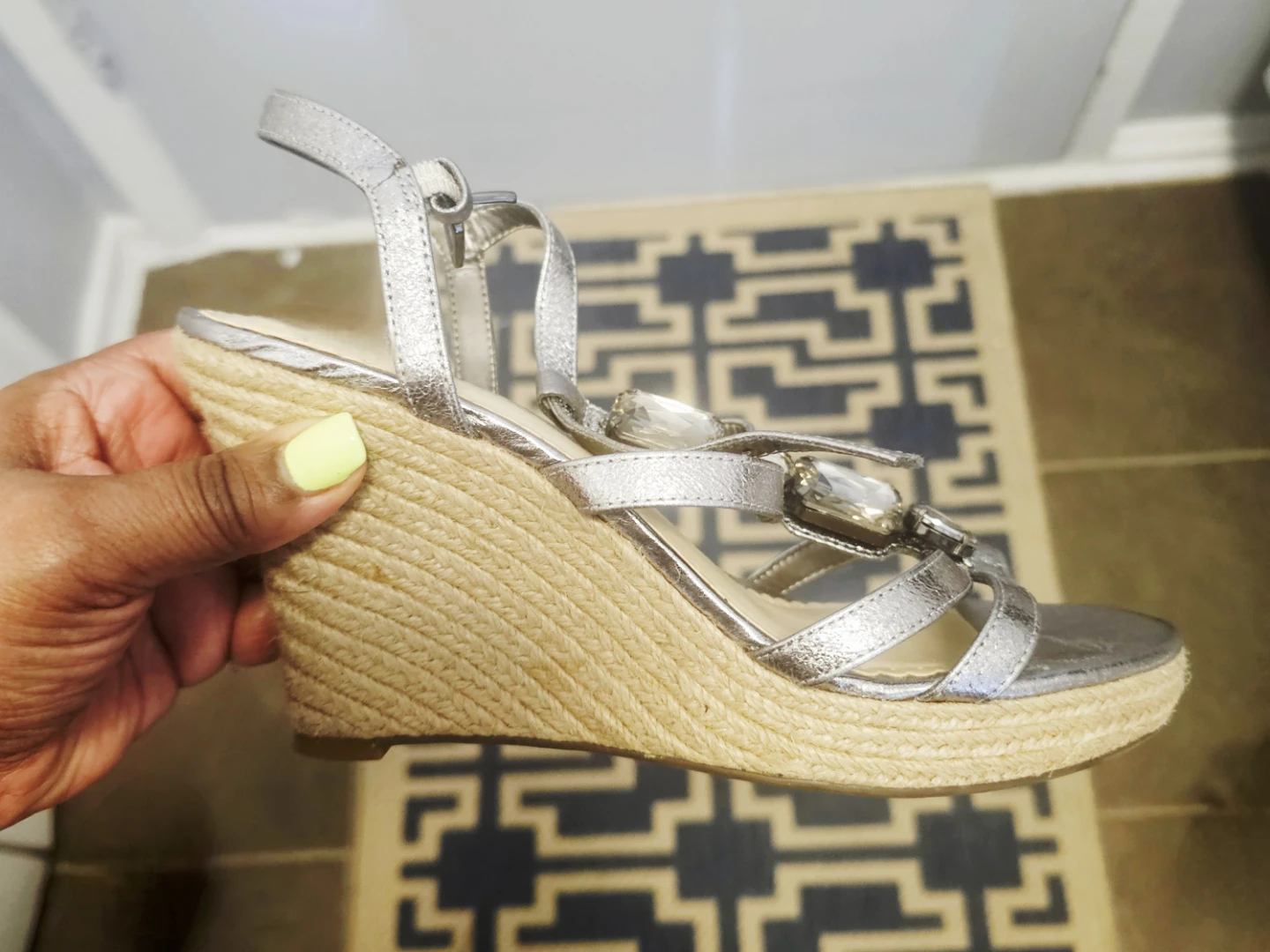 Kelly & Katie Silver Embellished Wedge Sandals