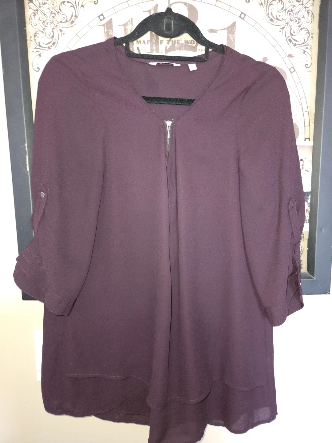 Reitmans Plum Zip Front Blouse - Size L