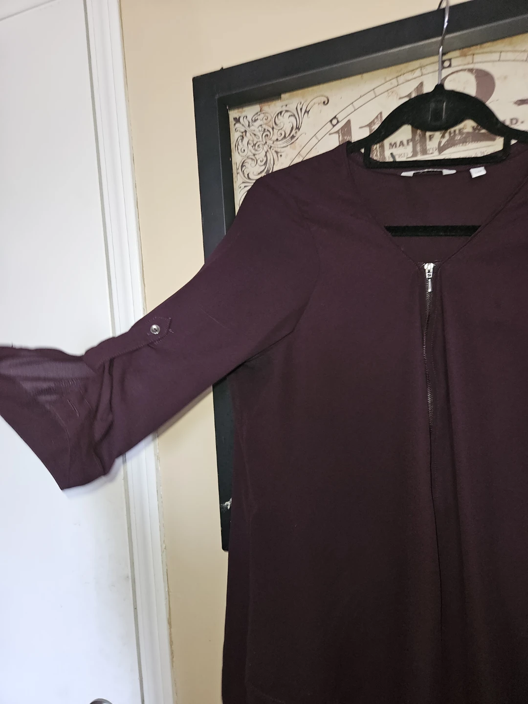 Reitmans Plum Zip Front Blouse - Size L - photo 2