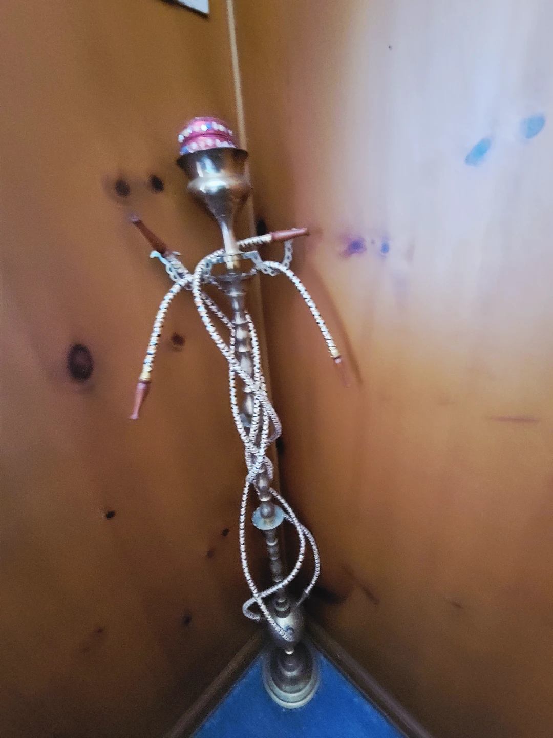 Vintage Brass Hookah with Decorative Hoses - photo 2