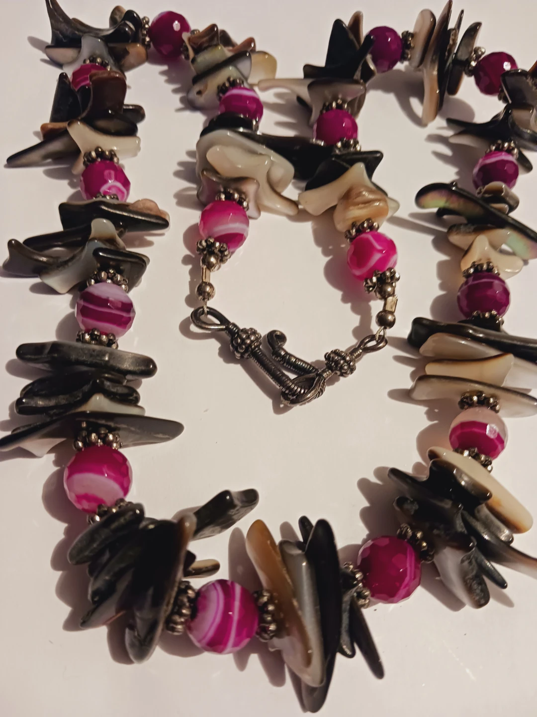 Brazilian Vibrant Pink Agate Stones & Hawaii Heishi Necklace - photo 3