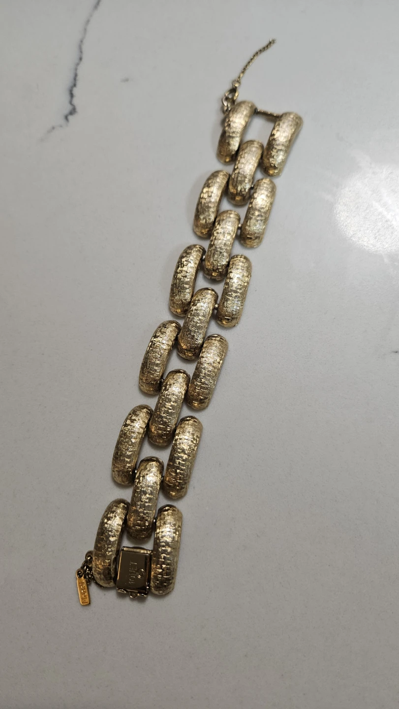 Monet Gold Tone Textured Link Bracelet