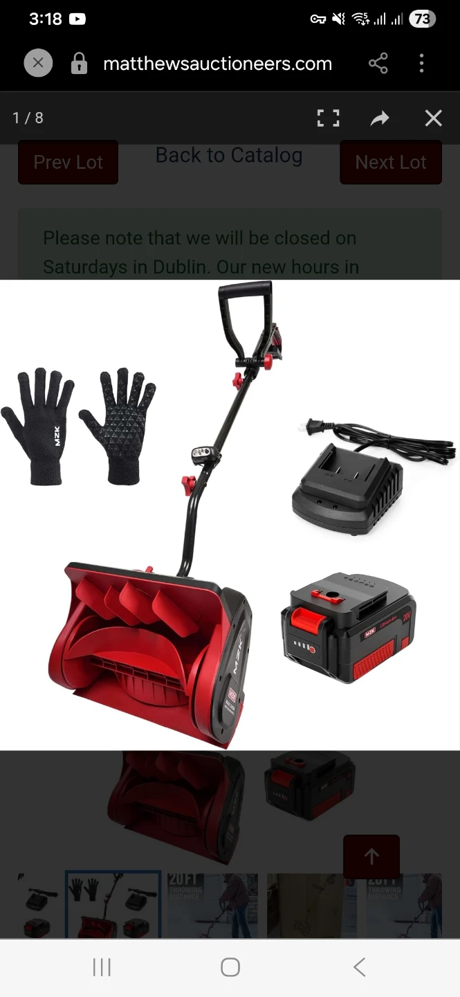 MZK Cordless Electric Snow Shovel with Battery and Charger