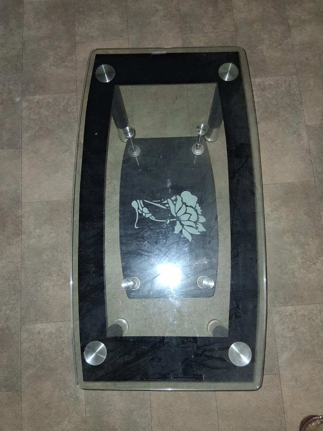 Glass Coffee Table with Black Accents - photo 2