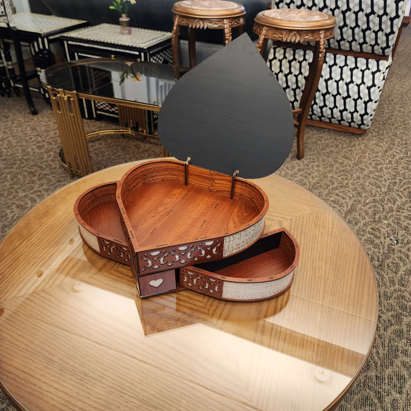 Heart Shaped Wooden Jewelry Box - photo 2