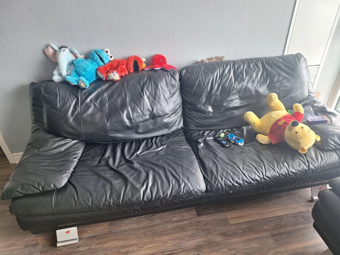 Black Leather Sofa and Chair Set - photo 2