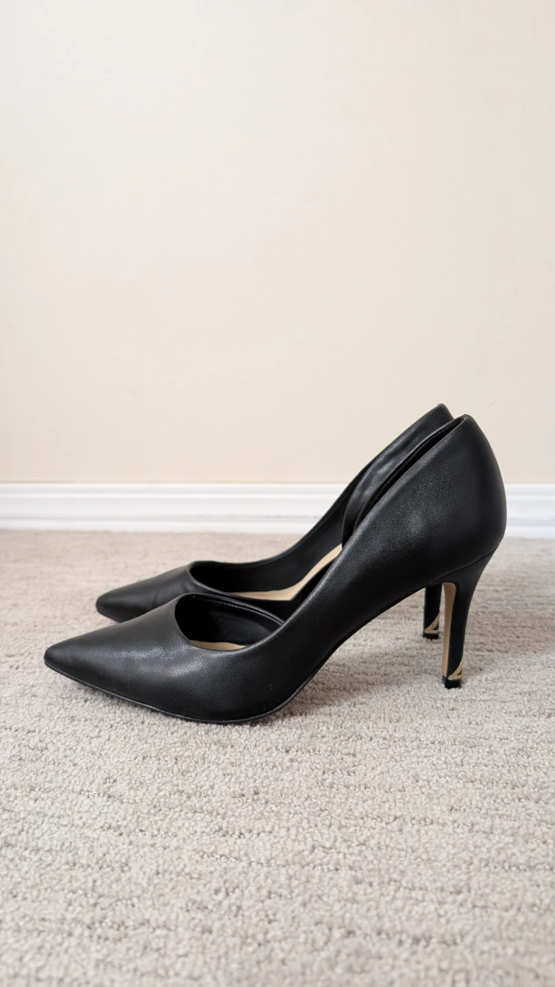 ALDO Black Leather Pointed-Toe Heels