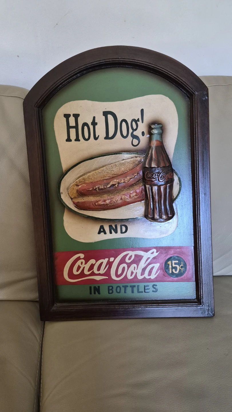 Wooden Coca-Cola "Hot Dog" Sign - photo 2