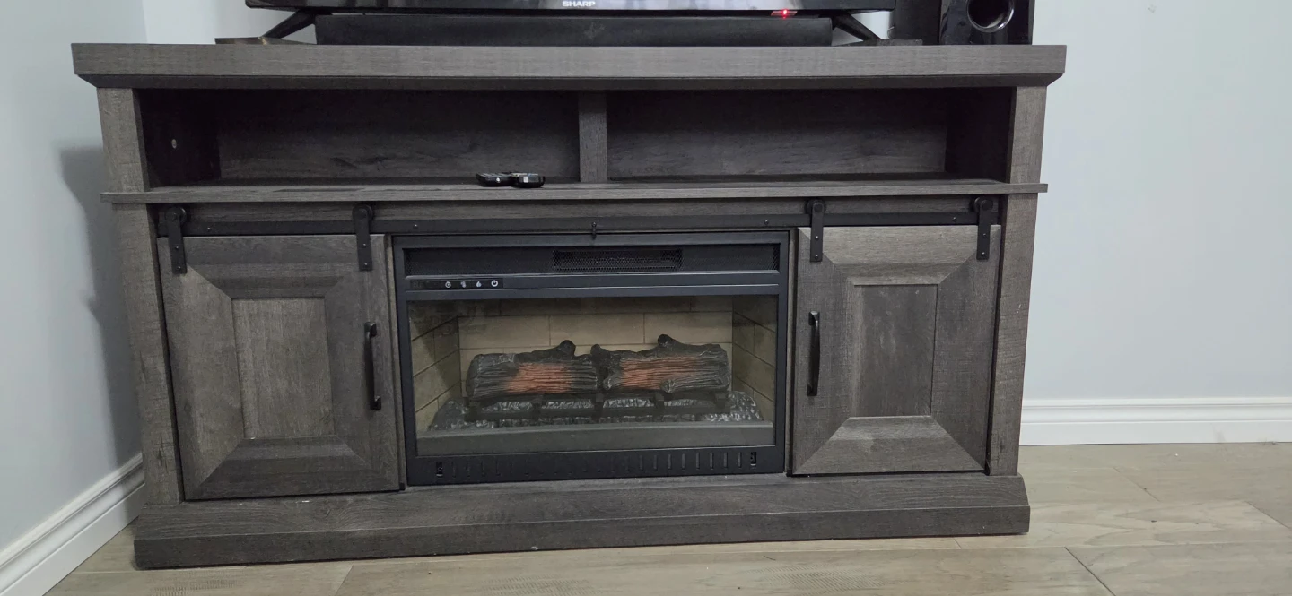 Rustic Grey Electric Fireplace TV Stand - photo 4